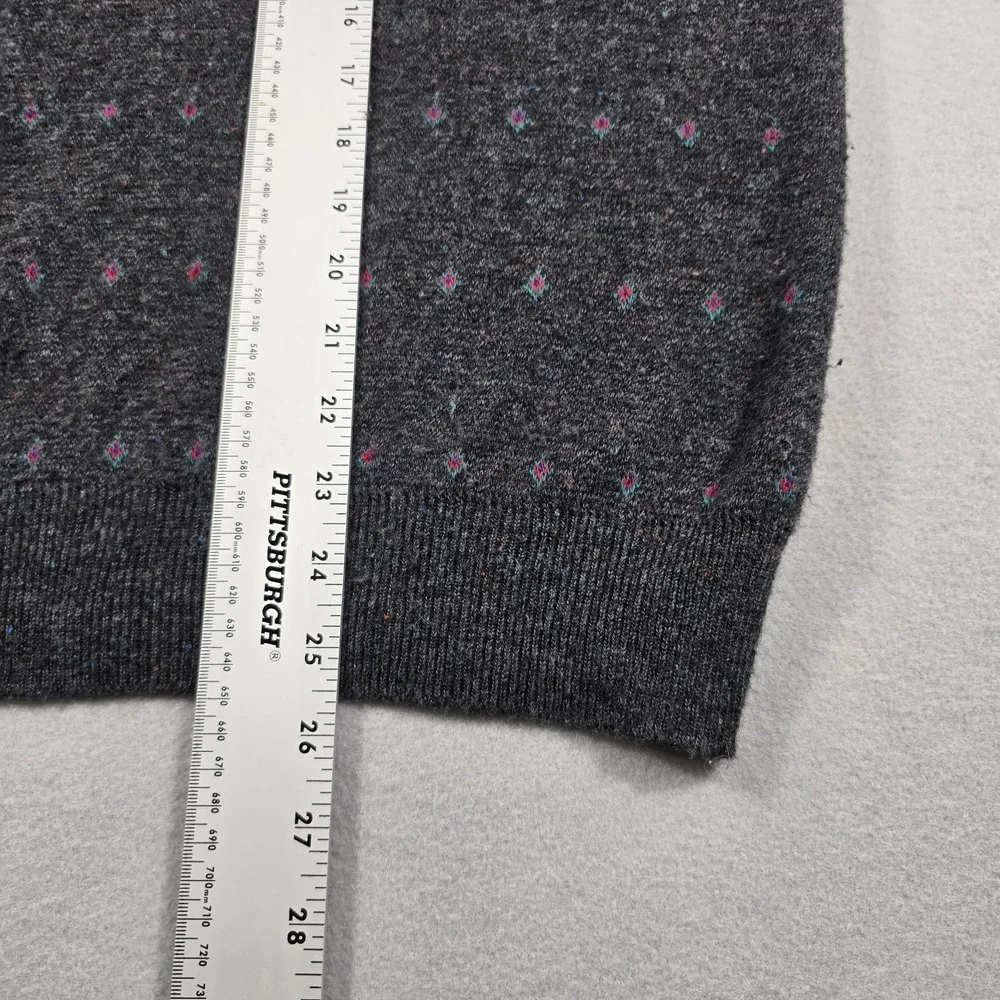 Robert Bruce Mens XL Gray Sweater Vest V-Neck Geometric‎ Orlon Acrylic Vintage